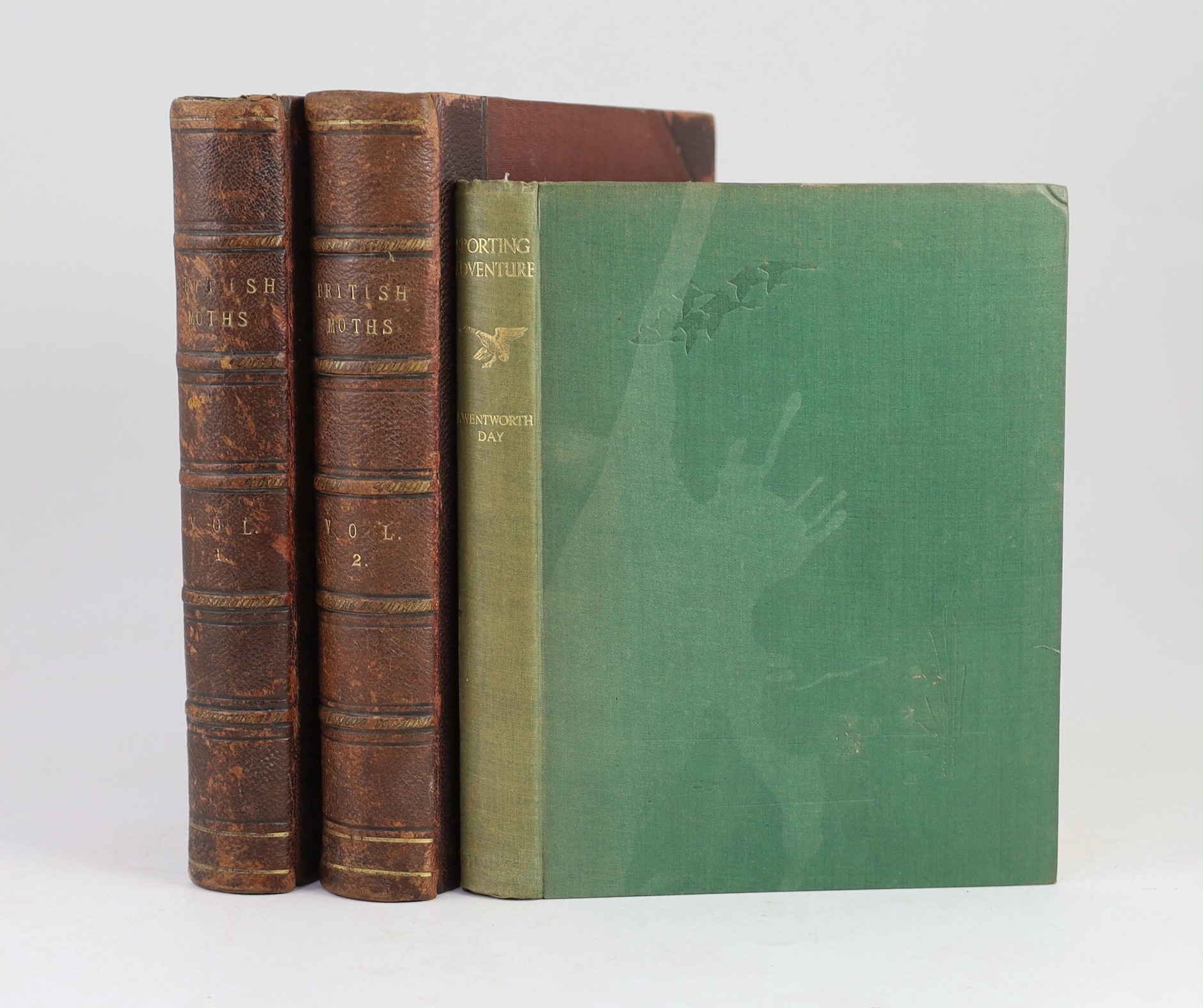 Humphreys, Henry Noel and Westwood, John Obadiah - British Moths and their Transformations, 2 vols, 4to, contemporary half morocco, with 124 hand-coloured plates, boards scuffed, bookplate of geologist Arthur Roope Hunt,